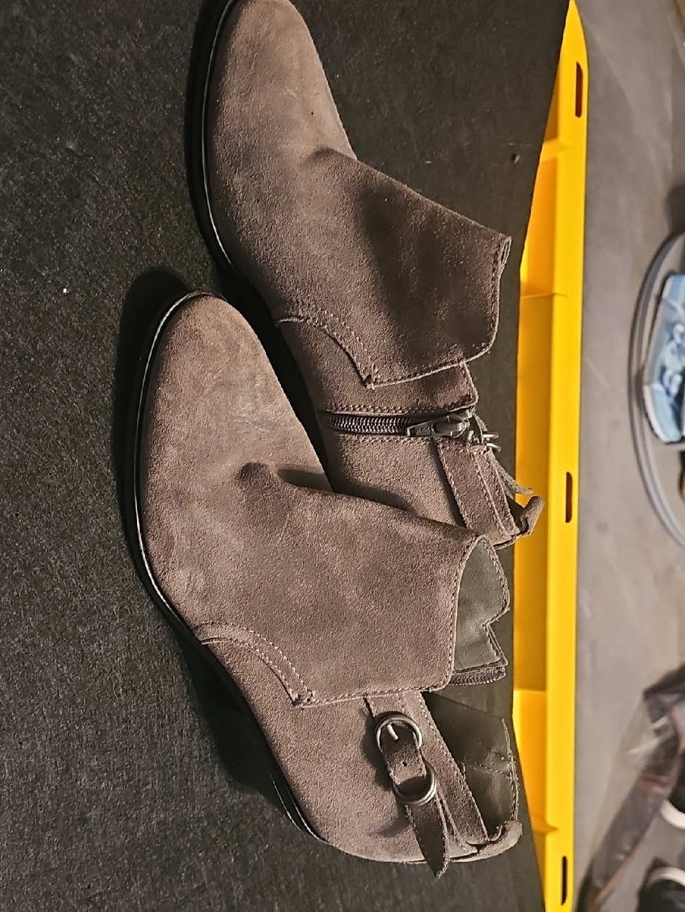 White Mountain Gray Suede Ankle Booties